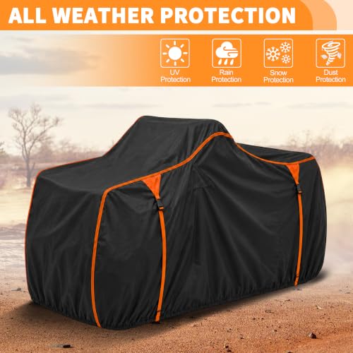 ATV Cover for Can-Am Outlander 400 Waterproof 4 Wheelers Quad Cover Outdoor Sun Rain Storage Protection 210D-PU Black, Orange 86.22x46.06x44.09in - size: for Can-Am Outlander 400