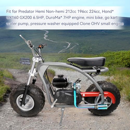 Left Long 212cc Exhaust Pipe with Muffler Compatible with Predator 212 196cc Coleman CT200U BT200X Axis M200 Mini Bike 6.5hp GX160 GX200 Clone Engine KT196 Go Kart with Main Jet Kit Colorful - color: Colourful