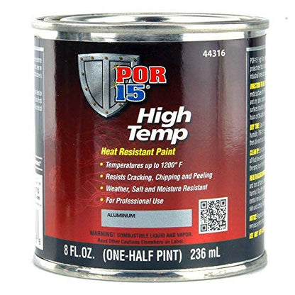 POR-15 High Temperature Paint, High Heat Resistant Paint, Weather and Moisture Resistant, 8 Fluid Ounces, Aluminum - color: Aluminum, size: 8 Fl Oz (Pack of 1)