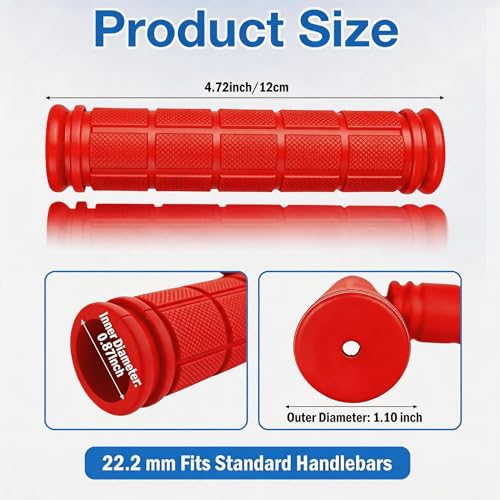 4 Pairs Bicycle Handle Bar Grips Mushroom Grips for BMX/MTB/Road Mountain Bikes - color: red