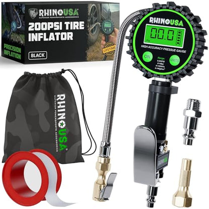 Rhino USA Digital Tire Pressure Gauge with Inflator (0-200 PSI) - 2in Dial - style: 200psi Digital