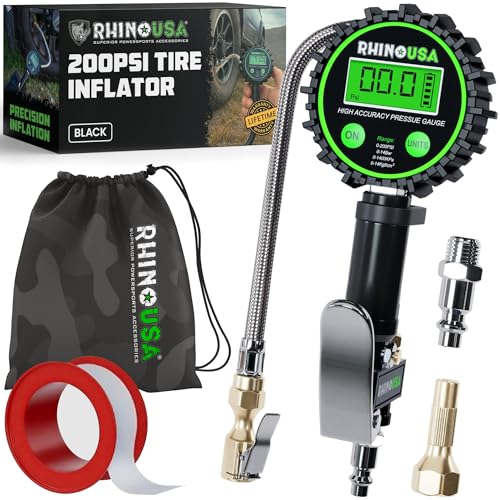 Rhino USA Digital Tire Pressure Gauge with Inflator (0-200 PSI) - 2in Dial - style: 200psi Digital