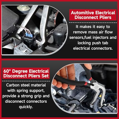 4Pcs Electrical Disconnect Pliers for Cars, Automotive Electrical Connector Separator Tools, Hose Clamp Pliers Terminal Removal Tool, Fuel Line Disconnect Tool - style: Red 4PCS