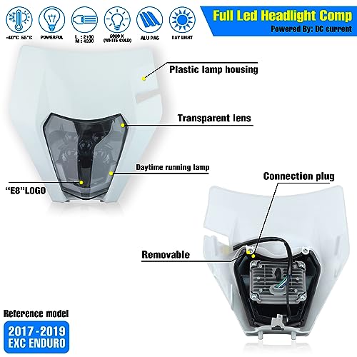 Headlight Head Lamp Light Fairing Mask Day Running Light For ATV Scooters Dirt Pit Bike Enduro (White+Blue DRL) - color: White Blue DRL