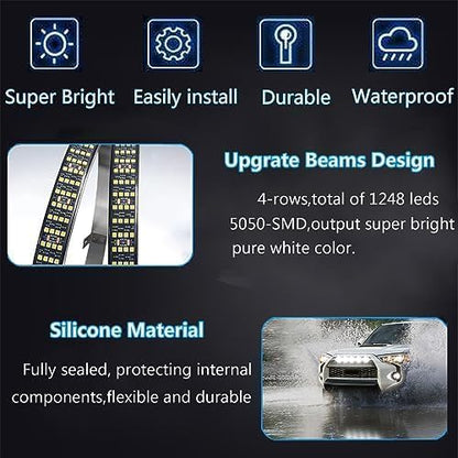 17in Pure White Wheel Ring Lights,12V New Upgrade Quad Rows 1248-LEDs Waterproof Tire Rim Light with RF Remote APP Control for Truck Car SUV Pickup - size: 17IN