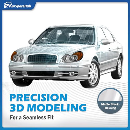 Headlights for 2002-2005 Hyundai Sonata 4-Dr (Bulbs included) - color: Chrome | With High & Low Beam Bulbs