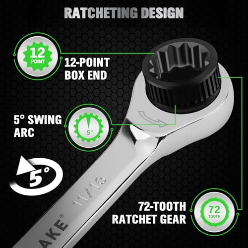 24-Piece Combination Ratchet Wrench Set, Metric (6-18mm) & SAE (1/4''-3/4'') Wrenches Set, 12-Point 72-Tooth Ratchet Spanners with Magnetic Base Organizer, Chrome Vanadium Steel for Auto Mechanic Tool - style: Ratchet Metric & SAE