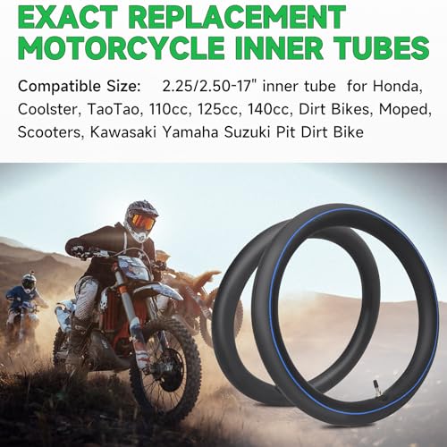 2.25/2.50-17 Heavy Duty Dirt Bike Inner Tube TR4 Staight Valve Stem Tire Tube for Honda Kawasaki Yamaha Suzuki Pit Dirt Bike Inner Tire 110cc 125cc 140cc Dirt Bikes Moped Tyre Tubes - size: 2.25/2.50-17" 1pc