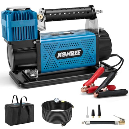 Kohree 12V Air Compressor, 7.06 CFM Fast Tire Inflator, Heavy Duty - style: Basic-Single Cylinder