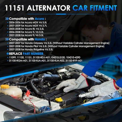 Car Alternator 11099 130A Fit for Honda Pilot Odyssey - size: #11099, 11150 Alternator