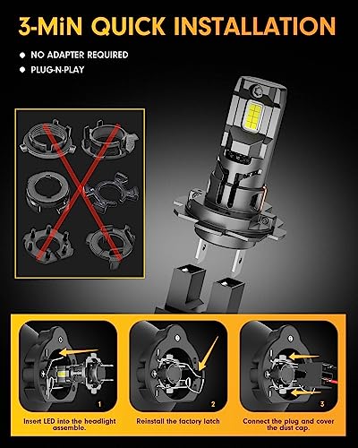 FORENNER FORNNER 2026 NEW H7/H7LL Bulbs, 100000LM 1300% Brightness 6500K Cool White, CANBUS Ready No Adapter Needed, True 1:1 Mini Fit, 85000+ Longer Lifespan, Driving, Fog & Spot Light Assemblies - size: H7/H7LL