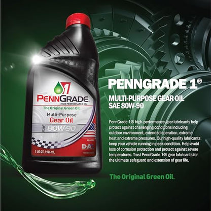 Penn Grade 1, 77296, Classic Multi-Purpose GL-4 Gear Oil SAE 80W-90, 1 Quart (2 Pack)