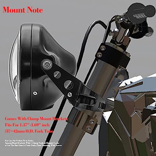 7" inch LED Motorcycle Headlight Round With Housing Bucket Hi/Low Beam LED Headlamp Assem with Mounting Bracket fit 1.37" to 1.69" Fork Tube Motorcycle for H-arley Yamaha Honda Suzuki Kawasaki - size: 7 Inch LED Motorcycle Headlight Hi/Low Beam
