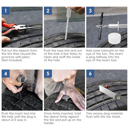 PINKJOY 2 Pack Tire Plug Kit with Plugs 36 Pcs for Car, Motorcycle, ATV, Jeep, Truck, Tractor Flat Tire Puncture Repair Tools - size: 2 Set of 36 PCS