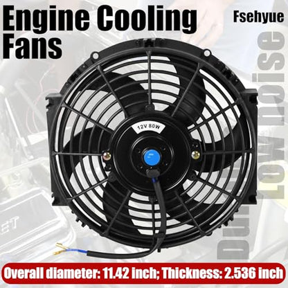 10" Universal Electric Radiator Fan Push Pull Slim Fan High Performance Cooling Fan 80W 12V Mount Kit 2PCS - size: 10 inch- 2PCS