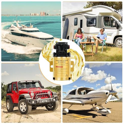 12V Electric Fuel Transfer Pump 120 GPH Gasoline Pump With 13FT Cigarette Lighter Plug Alligator Clips, Explosion-Proof Design Suitable For Vehicles, Boats,Equipment,Gasoline, Diesel, Water