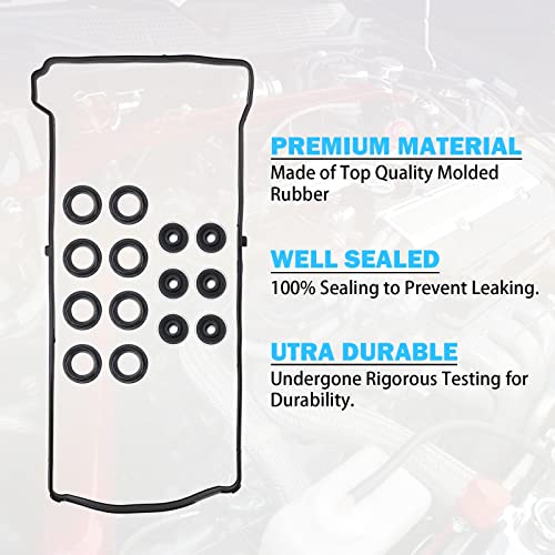 Valve Cover Gasket Set - Compatible with 2.0L 2.3L 2.4L 2002-2015 Honda Accord, Civic, CR-V, Element, Crosstour, Acura CSX, ILX, RDX, RSX, TSX - Replace VS50614R, 12341-R40-A00