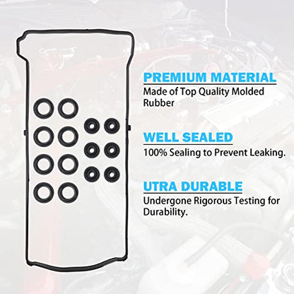 Valve Cover Gasket Set - Compatible with 2.0L 2.3L 2.4L 2002-2015 Honda Accord, Civic, CR-V, Element, Crosstour, Acura CSX, ILX, RDX, RSX, TSX - Replace VS50614R, 12341-R40-A00