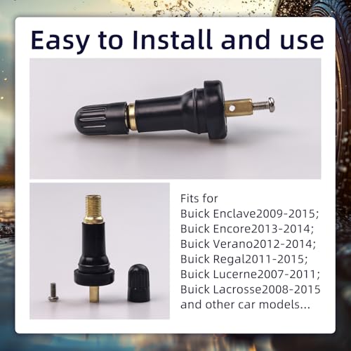 20Pcs TPMS 20008 Tire Valve Stem, Tire Pressure Sensor Rubber Valve Stems Kit for 0.453" Rim Holes, Snap-in Tire Pressure Sensor Valve Stem Compatible with Chevy Buick Cadillac