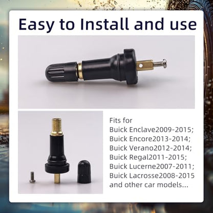20Pcs TPMS 20008 Tire Valve Stem, Tire Pressure Sensor Rubber Valve Stems Kit for 0.453" Rim Holes, Snap-in Tire Pressure Sensor Valve Stem Compatible with Chevy Buick Cadillac