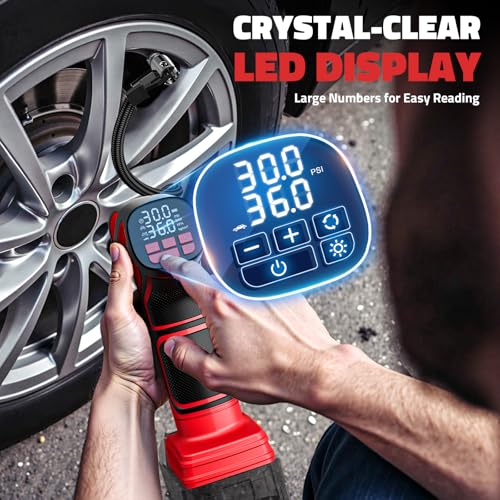 DIYtoolifz 150PSI Tire Inflator Compatible with Milwaukee 18V Battery - color: Red, size: 150 PSI
