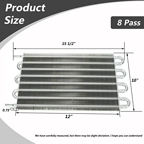 MAGQOO 8 Row Tube and Fin Transmission Cooler High Performance Universal Aluminium Oil Cooler Kit - size: 8 Row Cooler