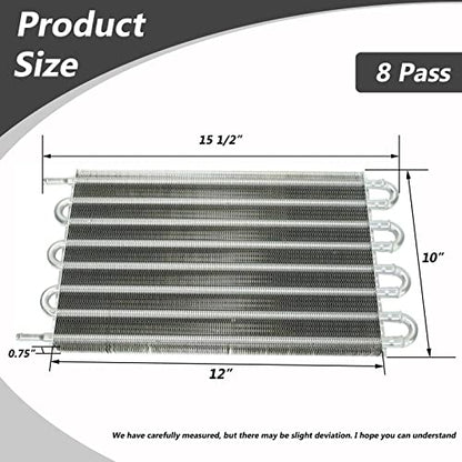 MAGQOO 8 Row Tube and Fin Transmission Cooler High Performance Universal Aluminium Oil Cooler Kit - size: 8 Row Cooler