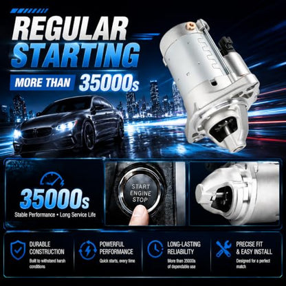 17841 Starter Motor Replacement Compatible with 2003-2008 Toyota Corolla Matrix & Pontiac Vibe 1.8L L4,12V 1.6KW 10Teeth,Replace# 28100-0D080 28100-22090 - size: 17841