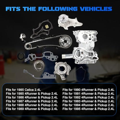 Timing Chain Kit w/Oil Pump Water Pump 2.4L Fit for 4Runner Pickup Celica - color: For 4Runner Pickup 85-95, Celica 85 2.4L L4