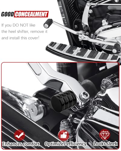 Heel/Toe Shifter Shaft Cap End Cover Compatible with Harley 1986-2017 FL Softail, 1988-2025 Touring Road King Street Electra Glide, 2008-later Trike Models (Black) - color: Black