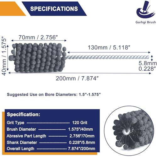 Garhgi 1.575"(40mm) Cylinder Honing Tool with 120 Grit SC Ball - size: 1.575"(40mm), style: 120 Grit