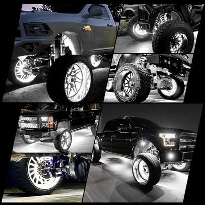 4PCS 17" White LED Wheel Lights Waterproof for Truck - size: 17inch