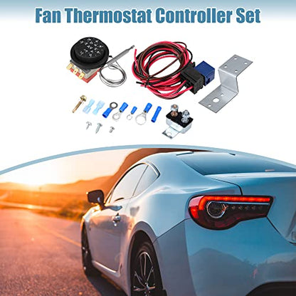 X AUTOHAUX 12V Electric Radiator Fan Thermostat Controller Kit