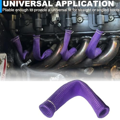 Spark Plug Wire Boots Protection 8 PCS Spark Plug Wire Heat Shield 6 Inches 2500° Heat Sleeve Cover Wrap for LS1 / LS2 Sbc BBC 350 454 (Purple) - color: Purple