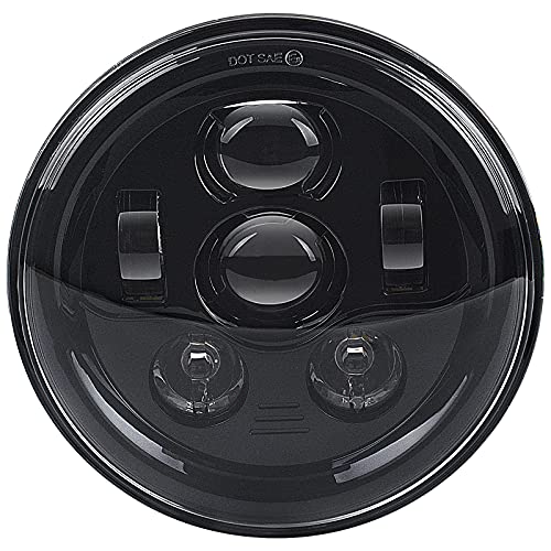 7 Inch 6-Lens LED Headlight Fits for Harley Road King, Street Glide - color: Black