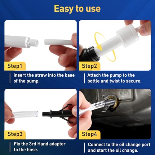 Fluid Pump for Standard Quart Bottles, 8cc Per Stroke, Premium Fluid Transfer Pump with Fixed Clasp, Transfer Gear Oil, Differential & Transmission Fluid (28mm)