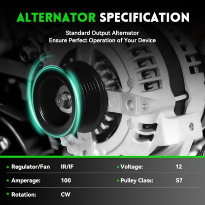 11034N New Alternator Replacement for Toyota 2004-2006 Camry, 04-07 Highlander, 04-08 Solara, L4 2.4L, 2005-2010 Scion TC, 11034 9664219-388 104210-3890 104210-5330 9664219-533 400-52124 - size: 11034N