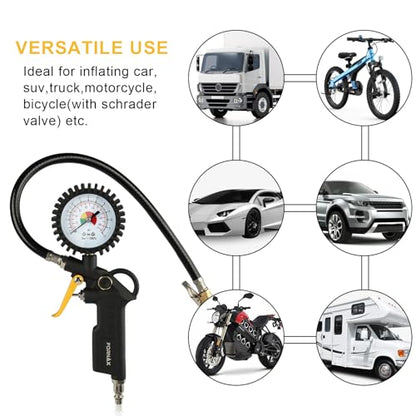 FORNAX Tire Inflator with 175 PSI Pressure Gauge for Testing Tire Pressure