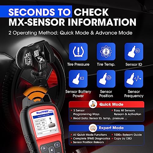 Autel TPMS Programming Tool TS508WF + 8PCS Universal Metal Valve MX-Sensors