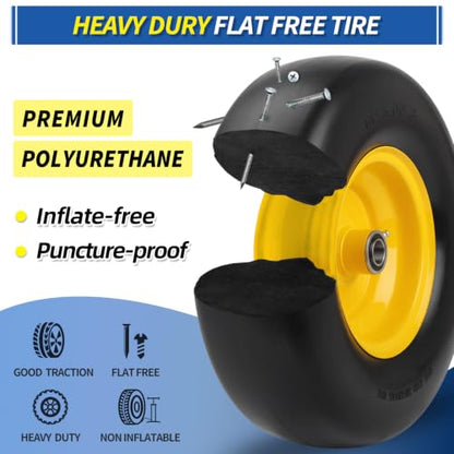 GICOOL 13x5.00-6 Flat Free Front Tire and Wheel for Zero Turn Mower, 2PK - size: 13x5.00-6 Flat-free Tire - 2 Pack