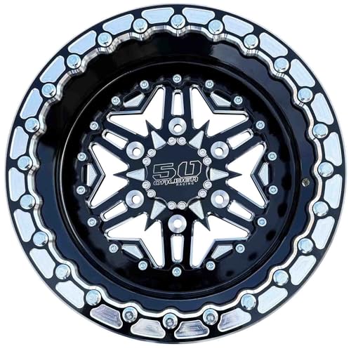 50 Caliber Racing Beadlock Wheel – 4x136.5 / 137mm Bolt Pattern – Compatible with Can-Am Maverick X3, Honda Talon, Kawasaki KRX 1000, Teryx – Black Alloy #502 (4, 15x8, 6x139.7 Beadlock #504) - size: 15x8