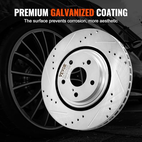 VEVOR Front and Rear Brake Kit Compatible with Toyota Sienna, Highlander, Lexus RX350, RX450h, Drilled and Slotted Brake Rotors Ceramic Brake Pads Replacement, 12.9" Front Rotors 12.2" Rear Rotors - size: S-31511 + S-31544