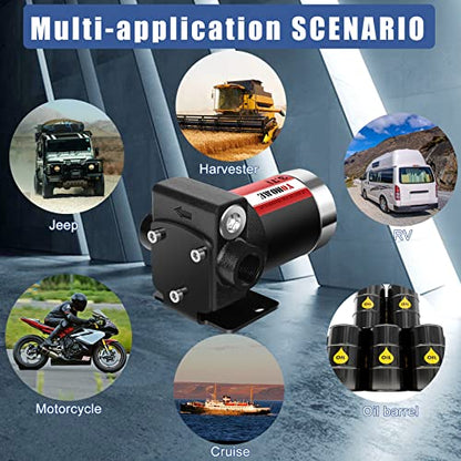 Gasoline Transfer Pump YOHOME DC 12V New DOUBLE WAY Cast Iron Fuel Transfer Pump 3.7GPM Overheating Stability With Built-in Bypass Fuel Pump Suitable For Gasoline, Diesel, Kerosene, Mineral oil - style: 12V 3.7GPM