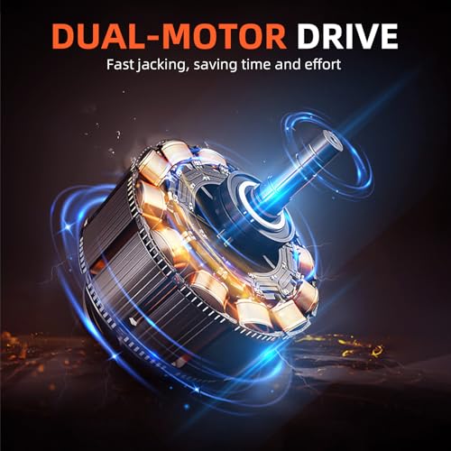 Trihelper Electric Car Jack Set 5 Ton Hydraulic Jack Car Lift Floor Jack with Integrated Tire Pump and Impact Wrench for Sedans SUV MPV Sedan Truck Change Tires Garage Repair - color: Orange+Wrench