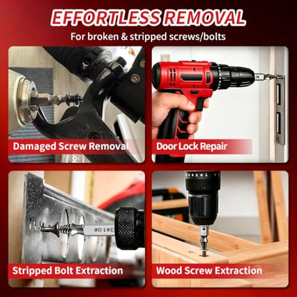Damaged Screw Extractor Set，6pcs Stripped Screws Nuts Bolts for Removing Rusted and Damaged Hardware, Nuts and Bolts, Drill Bit Tools - color: 6pcs-screw Extractor Set