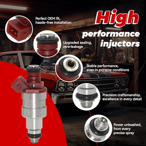 4-Pack Fuel Injectors Set | Compatible with Jeep Cherokee Wrangler 1991-1995 Comanche 1991-1992 2.5L L4 VIN:P| Replaces FJ714 53007232AB 812-11105 - size: 4 X FJ714