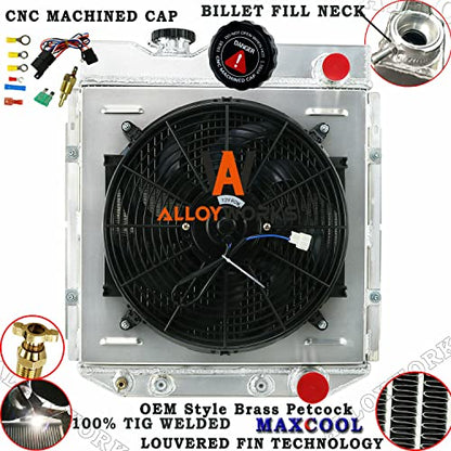 ALLOYWORKS 4 Row All Aluminum Radiator+Shroud+14"Fan For 1963-1966 Ford Mustang/Falcon/Mercury/Comet V8