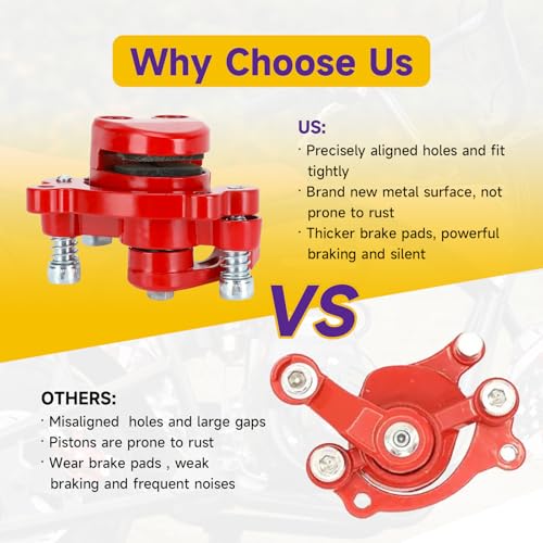 HIAORS Mini Bike Rear Brake Caliper for Coleman CT100U CC100X B100 RB100 Baja DB30 Dirt Bug Motovox MBX10 MBX11 79cc 97cc 99cc 105cc 2.5hp 2.8hp Mega Moto MM-B80 MM-B105 GMB100 Parts Brake Pads Red - color: Red