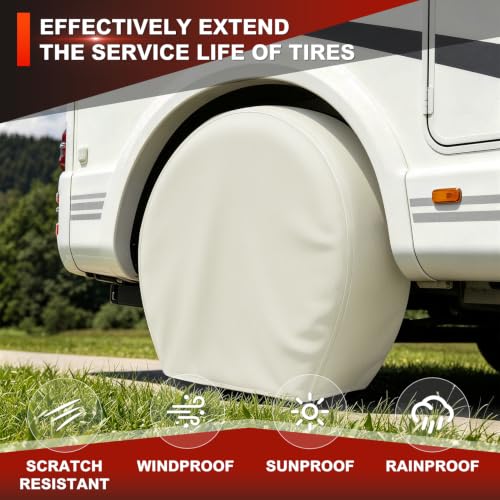 Explore Land Tire Covers 2 Pack Fit Tire Diameters 23-25.75 inch, Off White - size: S (Fits Tire Diameters 23''-25.75''), style: Off White - 2 Pack