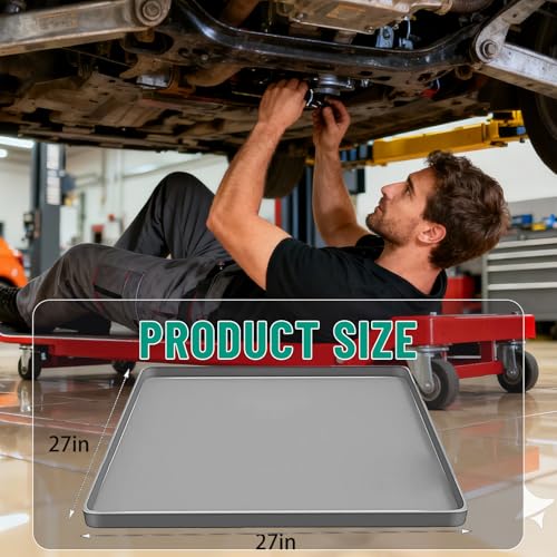 Oil Drip Pan for Under Car, 27" x 27" Silicone Oil Spill Drip Mat -Grey - color: 27"-27"Grey